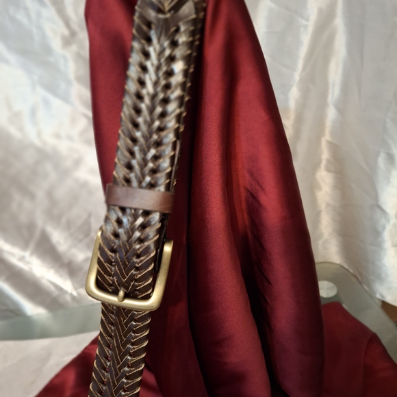 None Other - Men's Genuine Leather Brown Woven Belt Sz XL